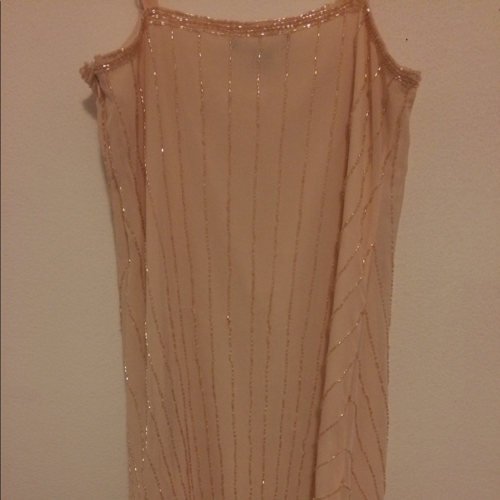 New w tags beaded 1920s Gatsby dress, blush& beads